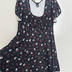 Hot Topic Black Dress with Skulls & Roses
